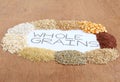 Healthy Food Whole Grains on Wooden Background Royalty Free Stock Photo