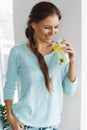 Healthy Food. Woman Drinking Lemon Detox Water. Healthy Eating. Royalty Free Stock Photo