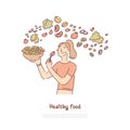 Healthy food, woman eating vegetables salad, vegetarian diet, vitamins and nutrition rich veggies banner