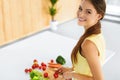 Healthy Food. Woman Preparing Vegetarian Dinner. Lifestyle, Eating. Diet Concept. Royalty Free Stock Photo