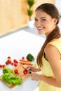 Healthy Food. Woman Preparing Vegetarian Dinner. Lifestyle, Eating. Diet Concept. Royalty Free Stock Photo