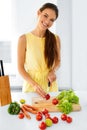 Healthy Food. Woman Preparing Vegetarian Dinner. Lifestyle, Eating. Diet Concept. Royalty Free Stock Photo