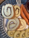 Healthy breakfast, roll cakes, kiwi fruit, radish