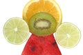 Healthy four fruit pyramid. Balance.Colorful Food & beverage