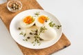 Healthy free range eggs in caper and mustard sauce