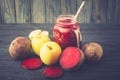 Healthy fresh detox beetroot and apple juice in glass Royalty Free Stock Photo