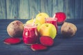 Healthy fresh detox beetroot and apple juice in glass Royalty Free Stock Photo