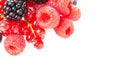 Healthy fresh food berries group. Macro shot of fresh raspberries, blackberries and red currant isolated on white background. Free Royalty Free Stock Photo