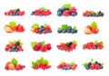 Healthy fresh food. Different berries collage set. Macro shots of fresh raspberries, blueberries, blackberries, strawberries, red Royalty Free Stock Photo