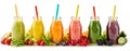 Healthy fresh fruit smoothies with ingredients