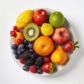 Healthy fresh fruits plate, multivitamins Royalty Free Stock Photo