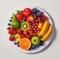 Healthy fresh fruits plate, multivitamins Royalty Free Stock Photo