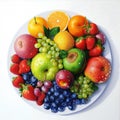 Healthy fresh fruits plate, multivitamins Royalty Free Stock Photo