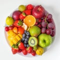 Healthy fresh fruits plate, multivitamins Royalty Free Stock Photo