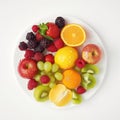 Healthy fresh fruits plate, multivitamins Royalty Free Stock Photo