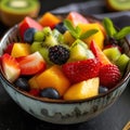 Healthy fresh fruits plate, multivitamins Royalty Free Stock Photo