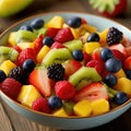 Healthy fresh fruits plate, multivitamins Royalty Free Stock Photo