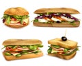 Healthy Fresh Ingredient Sandwiches Realistic Set