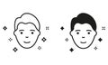 Healthy, Fresh Male Face with Clean Skin Pictogram. Man with Beauty Face Skin Line and Silhouette Black Icon Set. Facial