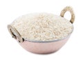 Healthy and Fresh Raw Rice on White Background Royalty Free Stock Photo