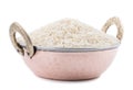 Healthy and Fresh Raw Rice on White Background Royalty Free Stock Photo