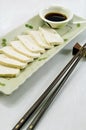 Healthy fresh raw tofu slices. Royalty Free Stock Photo