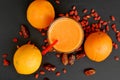 Healthy fresh smoothie drink from orange,Chinese goji and dry date