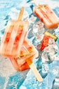 Healthy fresh fruit red melon frozen popsicles Royalty Free Stock Photo