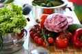 Healthy Fresh Vegetables Assortment Measuring Royalty Free Stock Photo