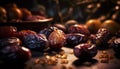 Healthy fruit bowl with organic dried berries generated by AI