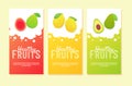 Healthy fruit guava lemon avocado campaign for ui ux template banner with color flat style