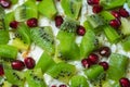 Healthy fruit salad kiwi and pomegranate close up