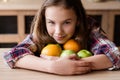 Healthy fruit snack kid diet organic orange apple Royalty Free Stock Photo