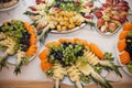 Healthy fruit table at wedding reception catering: pineapple & g