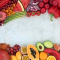 Healthy Fruit and Vegetable Border High in Lycopene Royalty Free Stock Photo