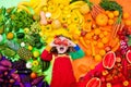 Healthy fruit and vegetable nutrition for kids Royalty Free Stock Photo