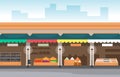 Healthy Fruit Vegetable Store Stall Stand Grocery in City Illustration Royalty Free Stock Photo