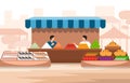 Healthy Fruit Vegetable Store Stall Stand Grocery in City Illustration Royalty Free Stock Photo