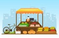 Healthy Fruit Vegetable Store Stall Stand Grocery in City Illustration Royalty Free Stock Photo