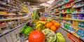 Healthy Fruit and vegetables in Grocery shop cart