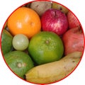 Healthy fruits apple, banana, sweet lime, orange, pomegranate and Gooseberry
