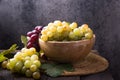 Healthy fruits Red and White wine grapes on stone backgrounds Royalty Free Stock Photo