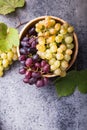 Healthy fruits Red and White wine grapes on stone backgrounds Royalty Free Stock Photo