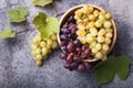 Healthy fruits Red and White wine grapes on stone backgrounds Royalty Free Stock Photo