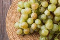 Healthy fruits Red and White wine grapes on wooden backgrounds Royalty Free Stock Photo