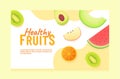 Healthy fruits slice half kiwi avocado melon water melon orange apple campaign for ui ux template banner with color flat Royalty Free Stock Photo