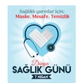 For a healthy future; mask, distance, cleaning. World Health Day 7th April Turkish: Saglikli yarinlar icin; maske,mesafe,temizlik