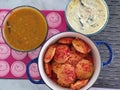 Healthy Gajar beetroot rava idli with sambhar and coconut chutney Royalty Free Stock Photo