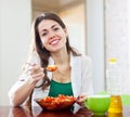 Healthy girl eating lunch Royalty Free Stock Photo