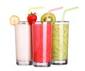 Healthy glass of smoothies collection flavor on white Royalty Free Stock Photo